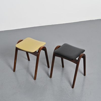 pair of mid century stools in the style of hans j wegnel