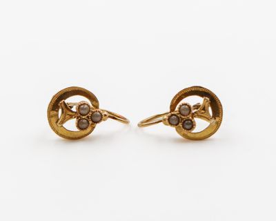 une image d'une paire de boucles d'oreilles en or sur fond blanc