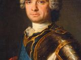 a painting of a man in armor with a blue sash