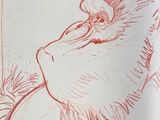 drawing of a monkey with a hat on his head in a sketch book