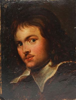 portrait d'un jeune homme vêtu d'un manteau noir et d'une chemise à col blanc