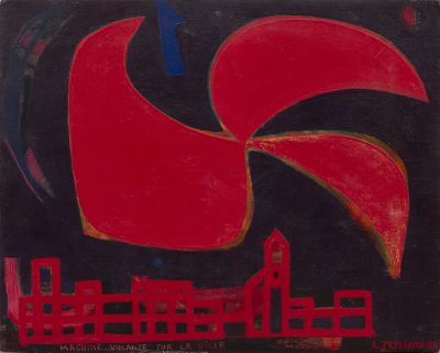 une image représentant un tableau d'un oiseau rouge sur fond noir