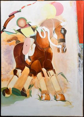 a painting of a horse with a rider on it