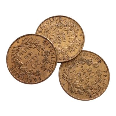 trois pièces d'or, dont une souveraine et une autre souveraine
