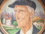 une photo d'un tableau représentant un homme portant un béret