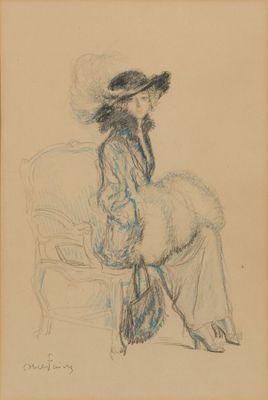 an image of a drawing of a woman sitting on a chair