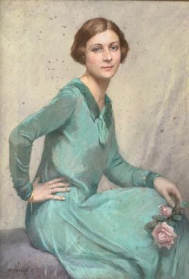une image d'un tableau représentant une femme en robe verte