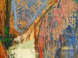 an image of a painting of a woman holding a blue umbrella