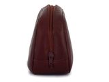 leather toiletry bag on a white background with a zipper