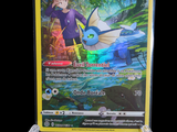 a pokemon card with a picture of a girl and a dragon