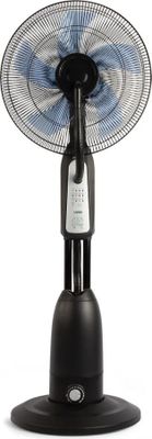 une image représentant un ventilateur de table noir sur fond blanc
