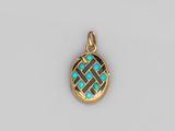 un pendentif en émail or et turquoise