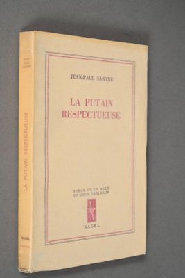 the cover of the book la pitain respecteuse is shown on a gray surface