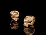 pair of 18k yellow gold and diamond earrings