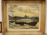 an image of a painting of boats on a body of water