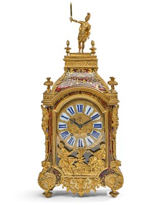 GRAND CARTEL À POSER en marqueterie de type Boulle, écaille …
