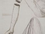 pencil drawing of a woman sitting on a bench with her legs crossed