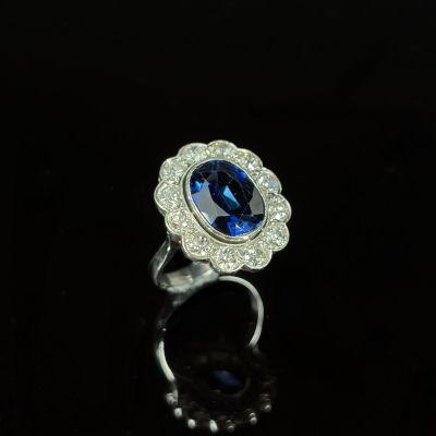 an oval sapphire and diamond ring