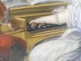 un tableau représentant une femme jouant du piano en compagnie d'un homme
