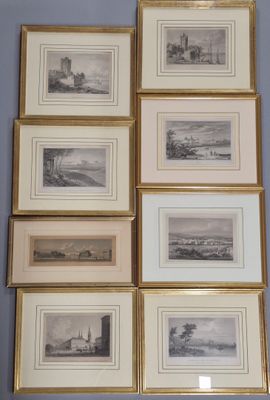 Ensemble de huit gravures du XIXe siècle comprenant des vues…