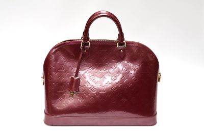louis vuitton alma mm monograme leather handbag in burgundy