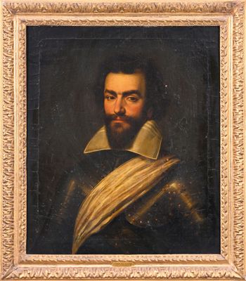 portrait d'un homme barbu dans un cadre en or