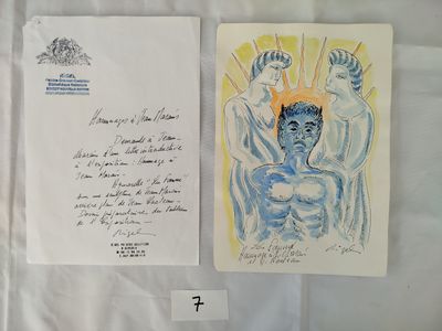 une feuille de papier sur laquelle figure un dessin, à côté d'une autre feuille de papier sur laquelle figure un dessin