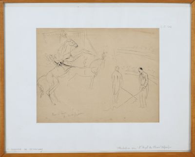 dessin représentant un homme à cheval et une femme à cheval