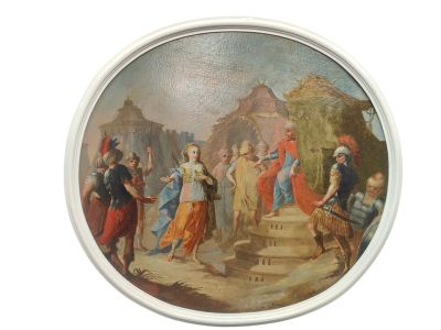 Ecole italienne XIX: "Scène de rencontre dans un camp guerri…