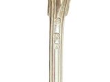 a silver spoon with a handle on a white background