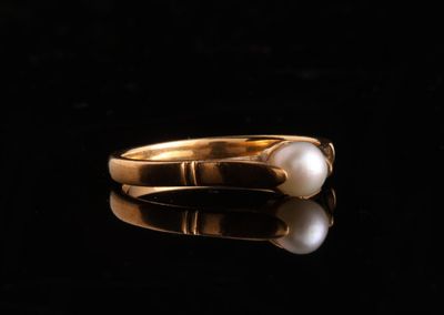 Bague solitaire en or jaune avec perle de culture - Photo 1