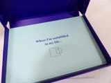a purple box with a note inside of it that says where i ' m unlitted in my life