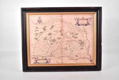 an old map of the country of england in a wooden frame