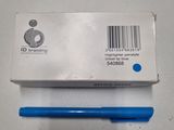 a blue pen sitting on top of a white box