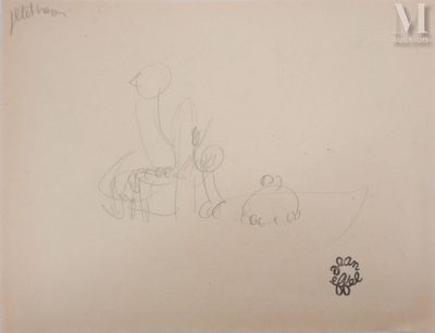 dessin représentant le dessin d'un enfant représentant un chat et un chien