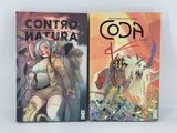 two comic books, one of which is a woman and one of which is a horse