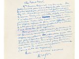 une lettre écrite à l'encre bleue sur une feuille de papier