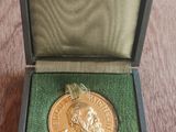 une photo d'une médaille d'or posée dans une boîte sur une table