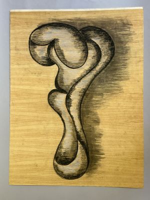 un dessin représentant un champignon sur un morceau de bois