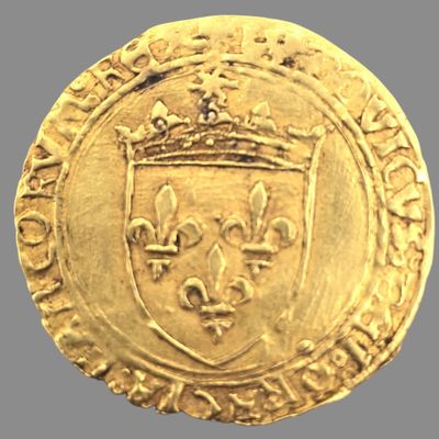 Gros plan sur une pièce d'or ornée d'une couronne