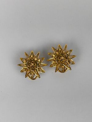 PAIRE DE CLIPS d'oreilles en or jaune 750 millièmes, figurant 2 étoile - Photo 1