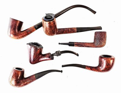 PIPES / Ensemble de 6 pipes en bruyère (bien flammées) des A…