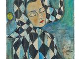 an image of a painting of a woman wearing a checkered jacket