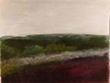 an image of a painting of a field with trees in the distance