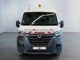 the front view of a white van with a red and white stripe on it