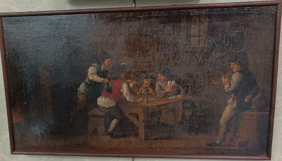 Ecole Hollandaise (XVIIIè) "scène de taverne", huile sur toi…