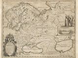 an old map of the country of maine with a picture of a town