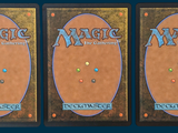 three decks of magic the gathering deck are shown in three different positions