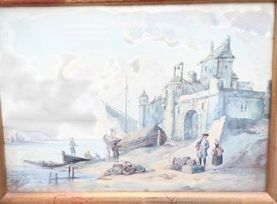 Ecole Française (XIXème siècle) "L'entrée maritime de la vil…