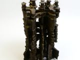 a sculpture of a castle made out of wood
